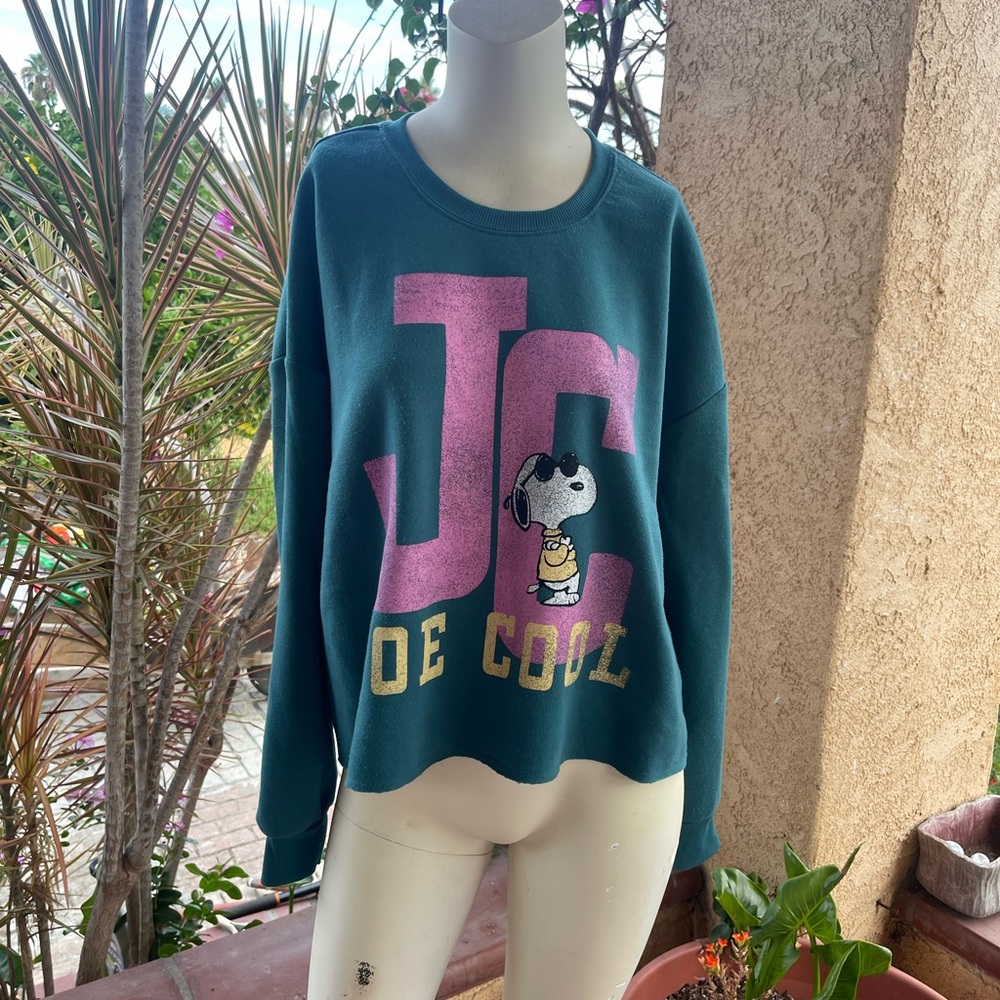 Peanuts Snoopy Graphic Crop Sweatshirt LARGE - Picture 9 of 10